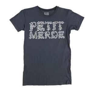 Evil Genius Womens Petit Merde Graphic T-Shirt, Grey, NWT